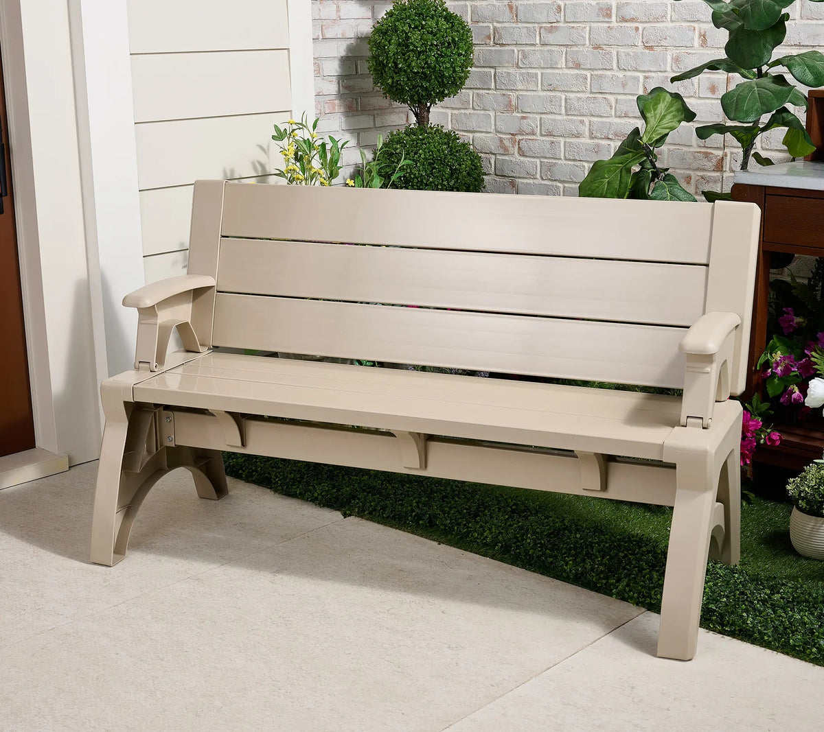 Convert-a-Bench Gen II XL Designer Series, Bench-to-Table Multi-Functional Outdoor Patio Furniture, Convertible Stool & Chair for Backyard, Garden and Deck